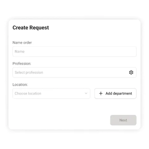 Create Request screen