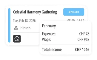 Earnings overview in the Tempstr app.